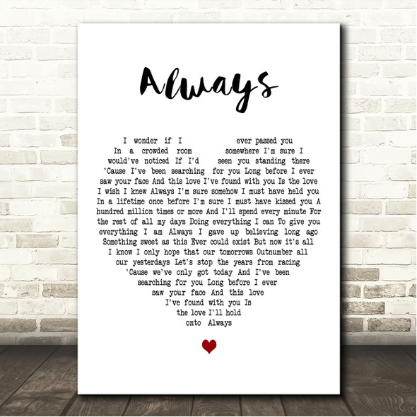Richard Marx Always White Heart Song Lyric Wall Art Canvas Framed Print