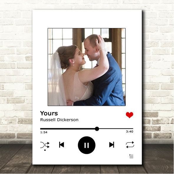 Russell Dickerson Yours White Your Photo Spotify Music Song Lyric Wall Art Canvas Framed Print