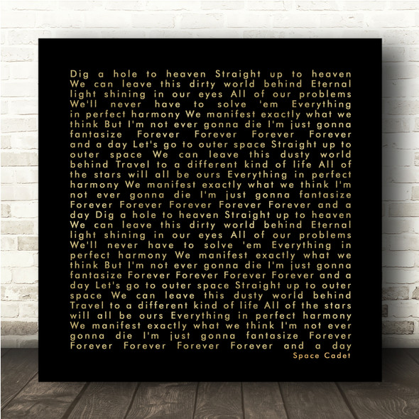 Sugadaisy Space Cadet Black Gold Square Script Song Lyric Wall Art Canvas Framed Print