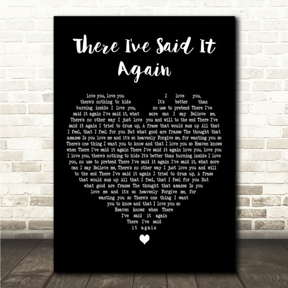 Sam Cooke There I've Said It Again Black Heart Song Lyric Wall Art Canvas Framed Print