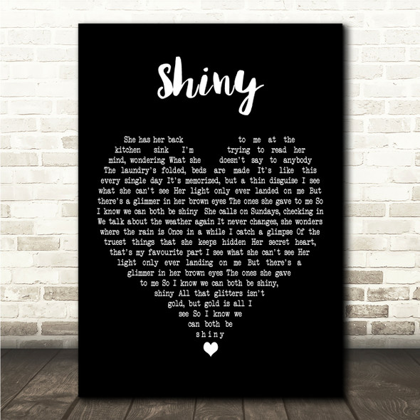 Sara Bareilles Shiny Black Heart Song Lyric Wall Art Canvas Framed Print