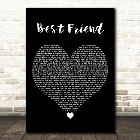 Saweetie Best Friend Black Heart Song Lyric Wall Art Canvas Framed Print