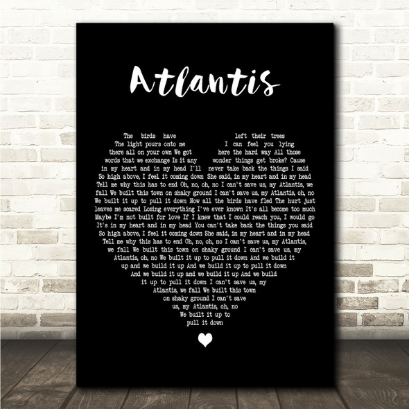 Seafret Atlantis Black Heart Song Lyric Wall Art Canvas Framed Print