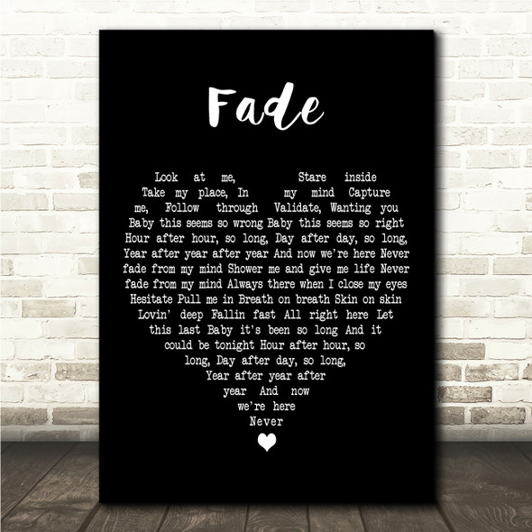 Solu Music Fade Black Heart Song Lyric Wall Art Canvas Framed Print