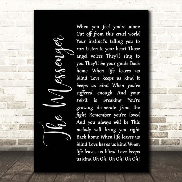 Linkin Park The Messenger Black Script Song Lyric Print