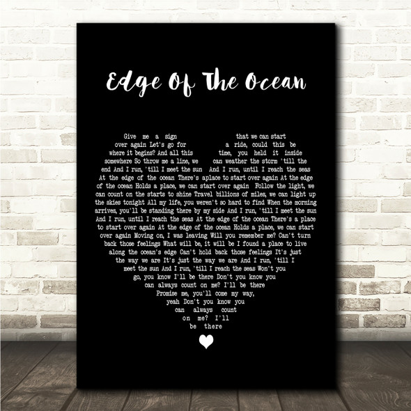 Stick Figure Edge Of The Ocean Black Heart Song Lyric Wall Art Canvas Framed Print