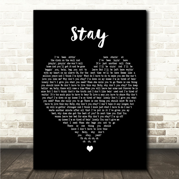 Sugarland Stay Black Heart Song Lyric Wall Art Canvas Framed Print