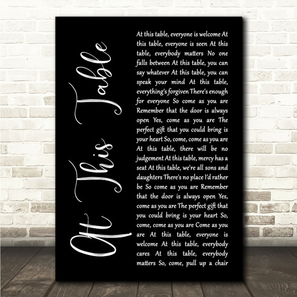 Selah At This Table Black Script Song Lyric Wall Art Canvas Framed Print
