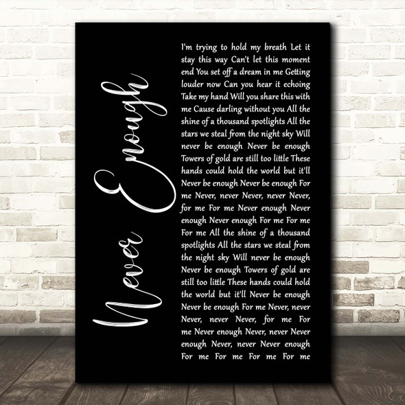 Loren Allred Never Enough Black Script Song Lyric Print