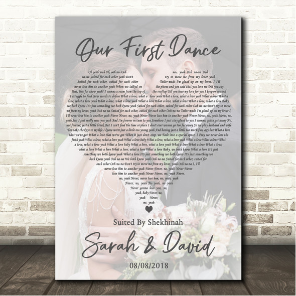 Shekhinah Suited Full Page Portrait Photo First Dance Wedding Song Lyric Wall Art Canvas Framed Print