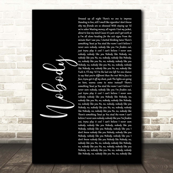 Martin Jensen & James Arthur Nobody Black Script Song Lyric Print