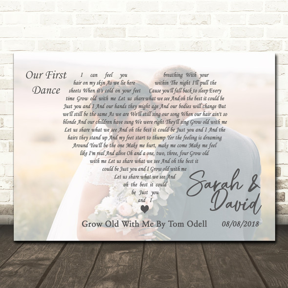 Tom Odell Grow Old With Me Full Page Landscape Photo First Dance Wedding Song Lyric Wall Art Canvas Framed Print