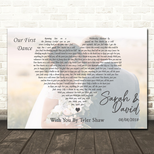 Tyler Shaw With You Full Page Landscape Photo First Dance Wedding Song Lyric Wall Art Canvas Framed Print