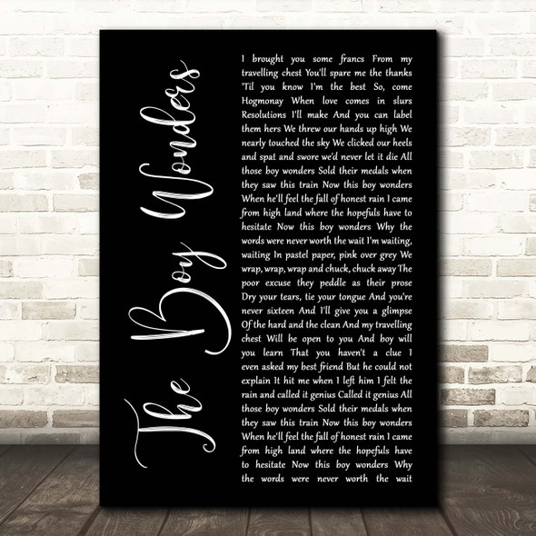 Aztec Camera The Boy Wonders Black Script Song Lyric Print