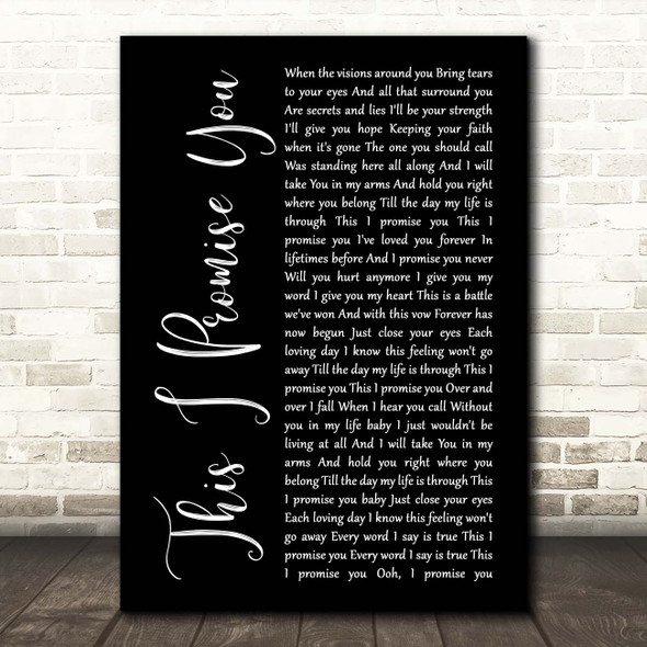N Sync This I Promise You Black Script Song Lyric Print
