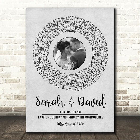 The Commodores Easy Grey Vinyl Record Wedding First Dance Photo Song Lyric Wall Art Canvas Framed Print