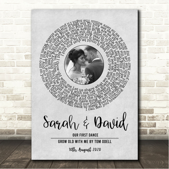 Tom Odell Grow Old With Me Grey Vinyl Record Wedding First Dance Photo Song Lyric Wall Art Canvas Framed Print