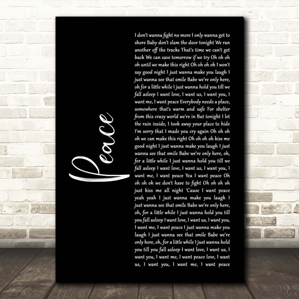 O.A.R. Peace Black Script Song Lyric Print