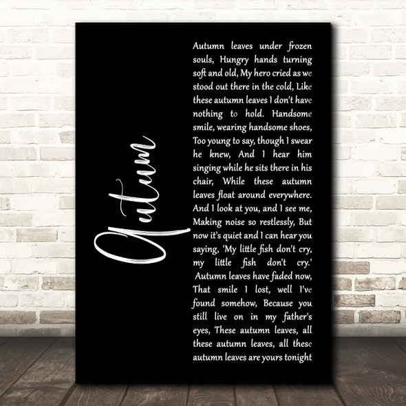 Paolo Nutini Autum Black Script Song Lyric Print