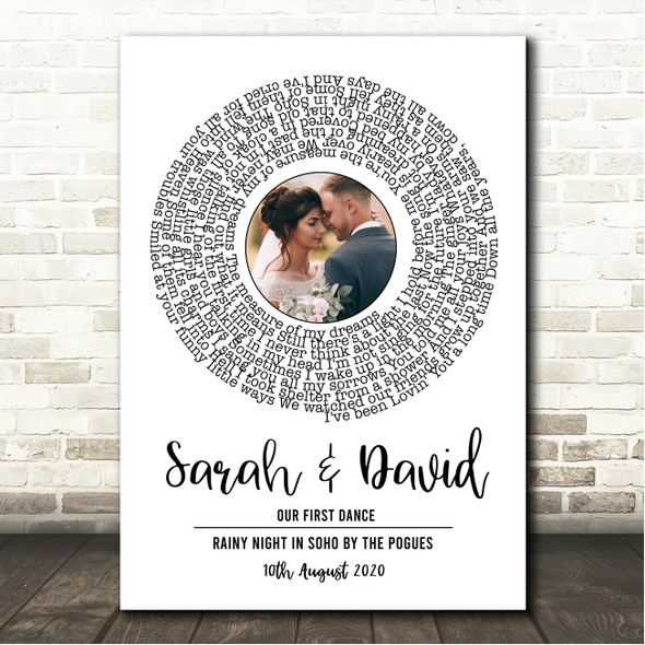 The Pogues A Rainy Night In Soho White Vinyl Record Wedding First Dance Photo Song Lyric Wall Art Canvas Framed Print