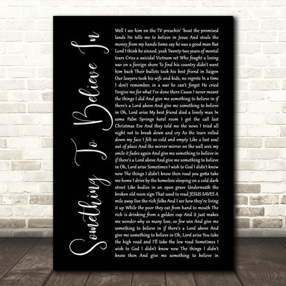 Poison Something To Believe In Black Script Song Lyric Print