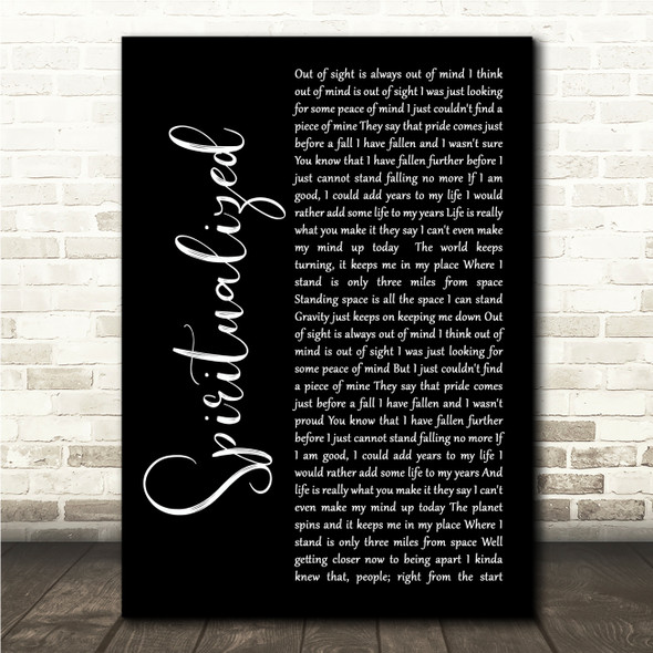 Spiritualized Out of Sight Black Script Song Lyric Wall Art Canvas Framed Print