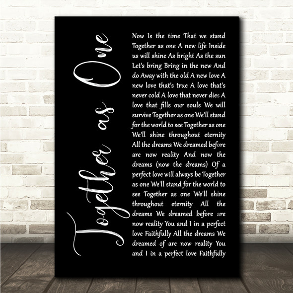 Stryper Together as One Black Script Song Lyric Wall Art Canvas Framed Print