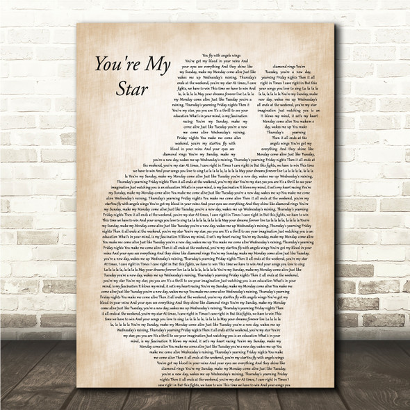 Stereophonics You're My Star Father & Baby Song Lyric Wall Art Canvas Framed Print