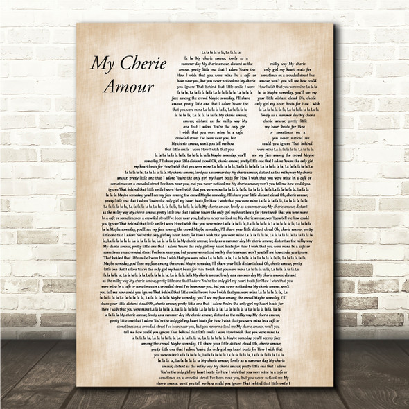 Stevie Wonder My Cherie Amour Father & Baby Song Lyric Wall Art Canvas Framed Print