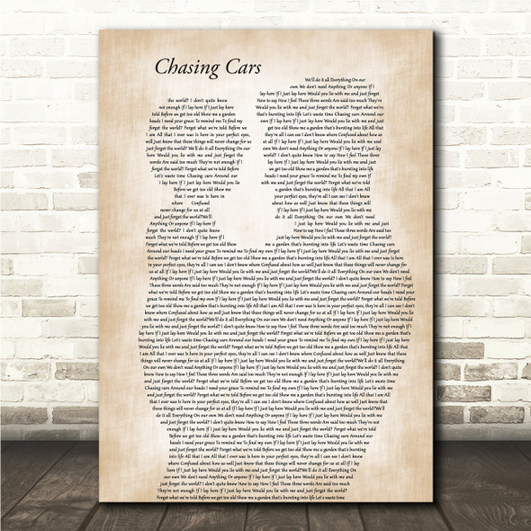 Snow Patrol Chasing Cars Father & Child Song Lyric Wall Art Canvas Framed Print
