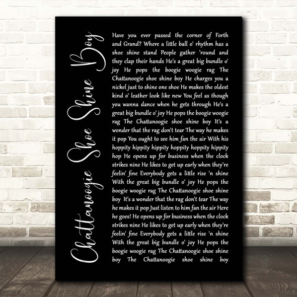 Red Foley Chattanoogie Shoe Shine Boy Black Script Song Lyric Print