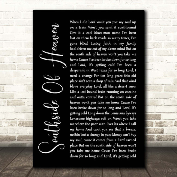 Ryan Bingham Southside Of Heaven Black Script Song Lyric Print