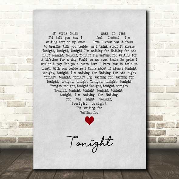 Sugarland Tonight Grey Heart Song Lyric Wall Art Canvas Framed Print