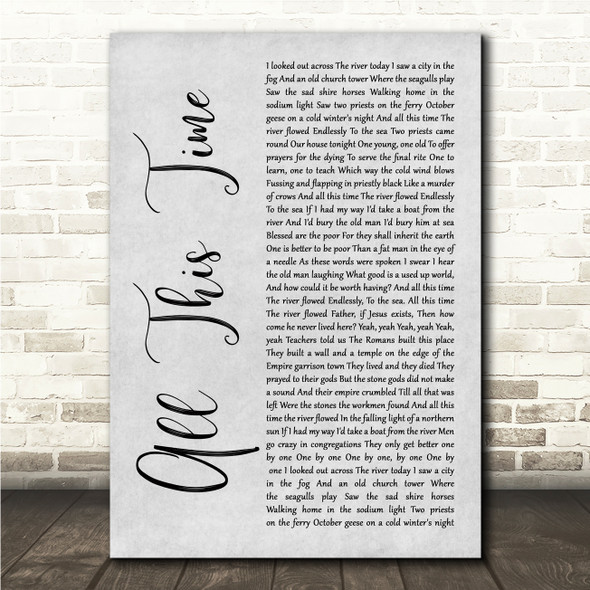 Sting All This Time Grey Rustic Script Song Lyric Wall Art Canvas Framed Print