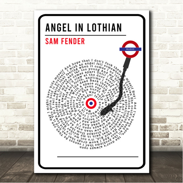 Sam Fender Angel In Lothian London Sign Style Vinyl Song Lyric Wall Art Canvas Framed Print