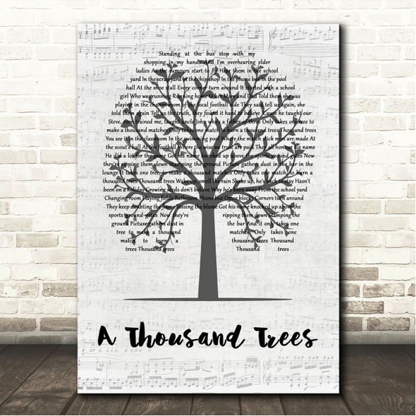 Stereophonics A Thousand Trees Music Script Tree Song Lyric Wall Art Canvas Framed Print