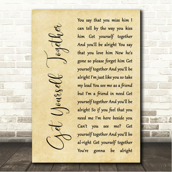 Small Faces Get Yourself Together Rustic Script Song Lyric Wall Art Canvas Framed Print