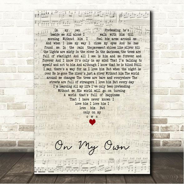 Samantha Barks On My Own Script Heart Song Lyric Wall Art Canvas Framed Print