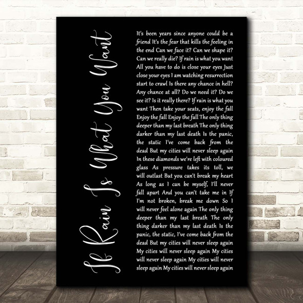 Slipknot If Rain Is What You Want Black Script Song Lyric Print