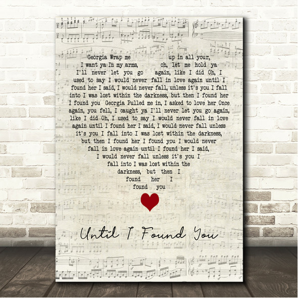 Stephen Sanchez Until I Found You Script Heart Song Lyric Wall Art Canvas Framed Print