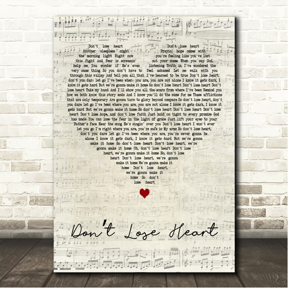 Steven Curtis chapman Dont Lose Heart Script Heart Song Lyric Wall Art Canvas Framed Print