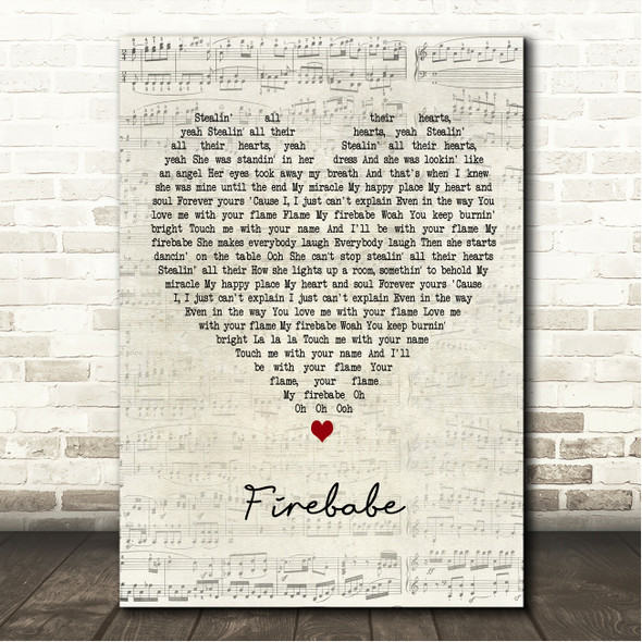 Stormzy Firebabe Script Heart Song Lyric Wall Art Canvas Framed Print
