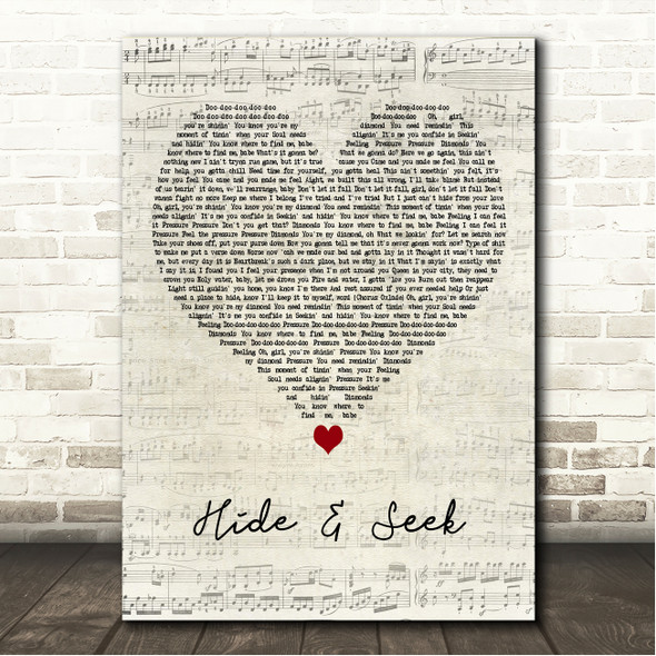 Stormzy Hide & Seek Script Heart Song Lyric Wall Art Canvas Framed Print
