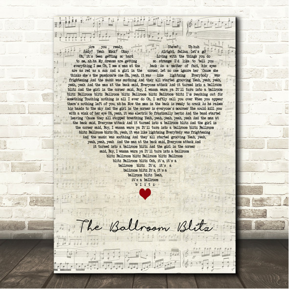 Sweet The Ballroom Blitz Script Heart Song Lyric Wall Art Canvas Framed Print
