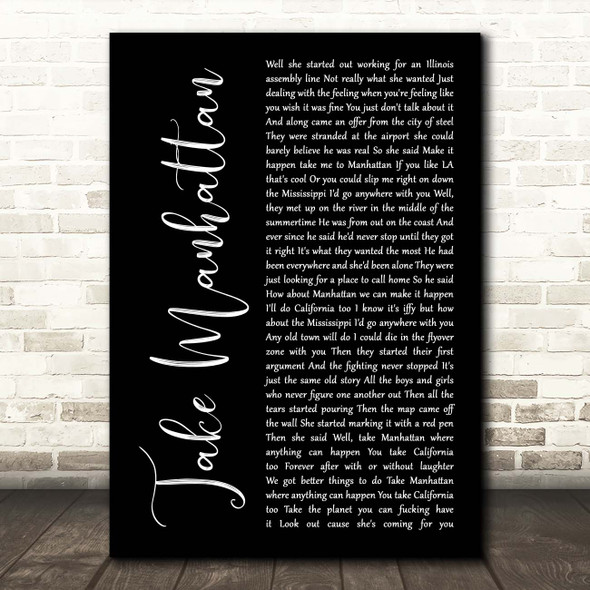Soul Asylum Take Manhattan Black Script Song Lyric Print