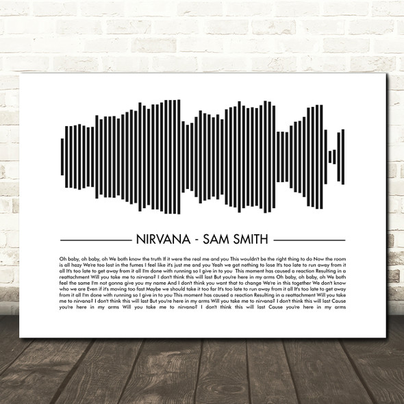 Sam Smith Nirvana Sound Wave Minimal Song Lyric Wall Art Canvas Framed Print