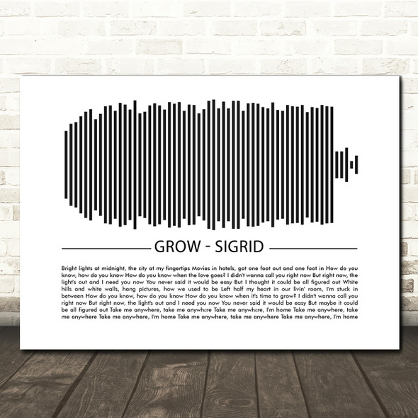 Sigrid Grow Sound Wave Minimal Song Lyric Wall Art Canvas Framed Print