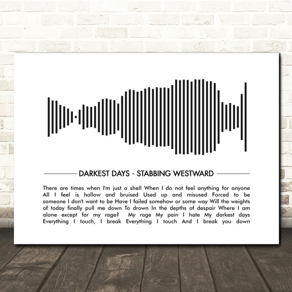 Stabbing Westward Darkest Days Sound Wave Minimal Song Lyric Wall Art Canvas Framed Print