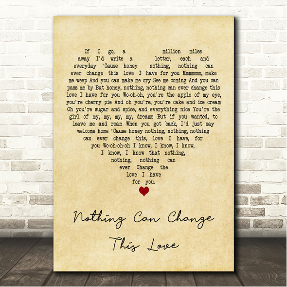 Sam Cooke Nothing Can Change This Love Vintage Heart Song Lyric Wall Art Canvas Framed Print