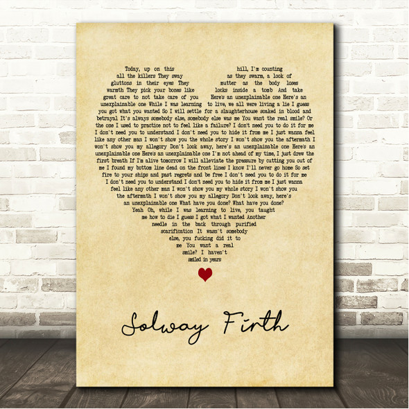 Slipknot Solway Firth Vintage Heart Song Lyric Wall Art Canvas Framed Print